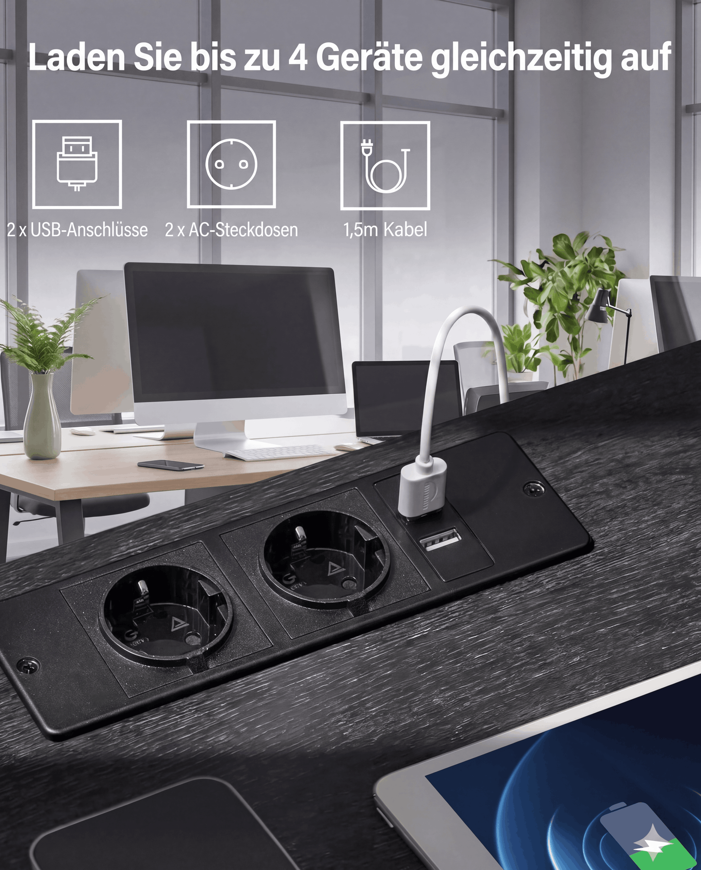 Nuit Forte™ Nachttisch mit Aufladestation und Geheimfächern — Doppelt sicher.