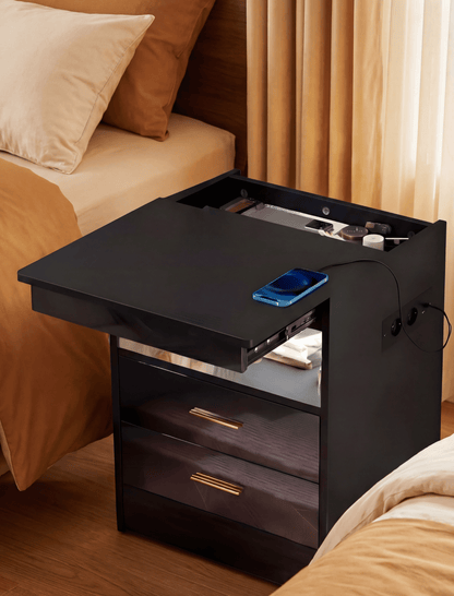 Nuit Forte™ Nightstand with Sliding Secret Compartment — The Hiding Place No One Sees.