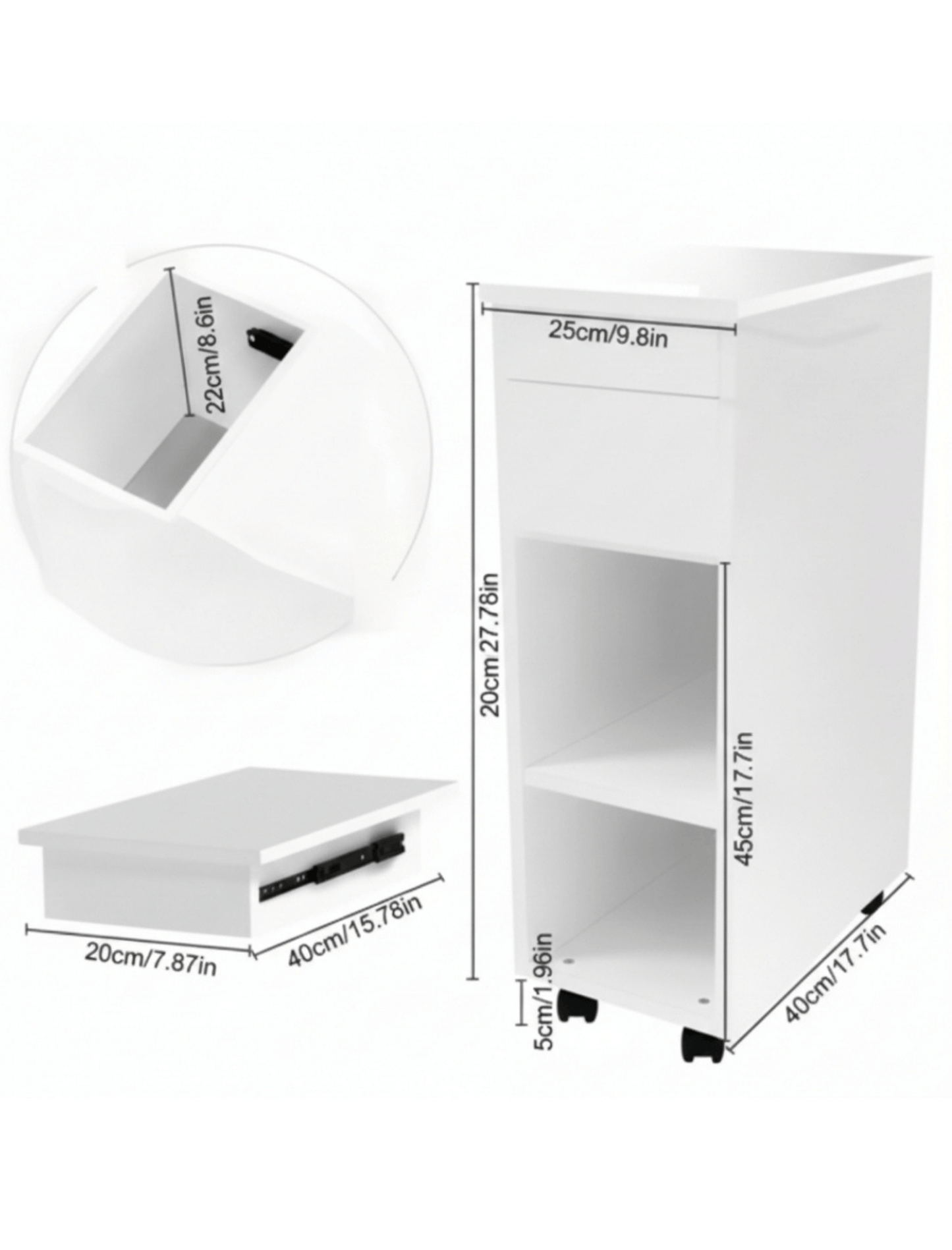 Nuit Forte™ Mesita de noche con compartimento secreto deslizante y ruedas — Móvil. Discreto. Seguro.