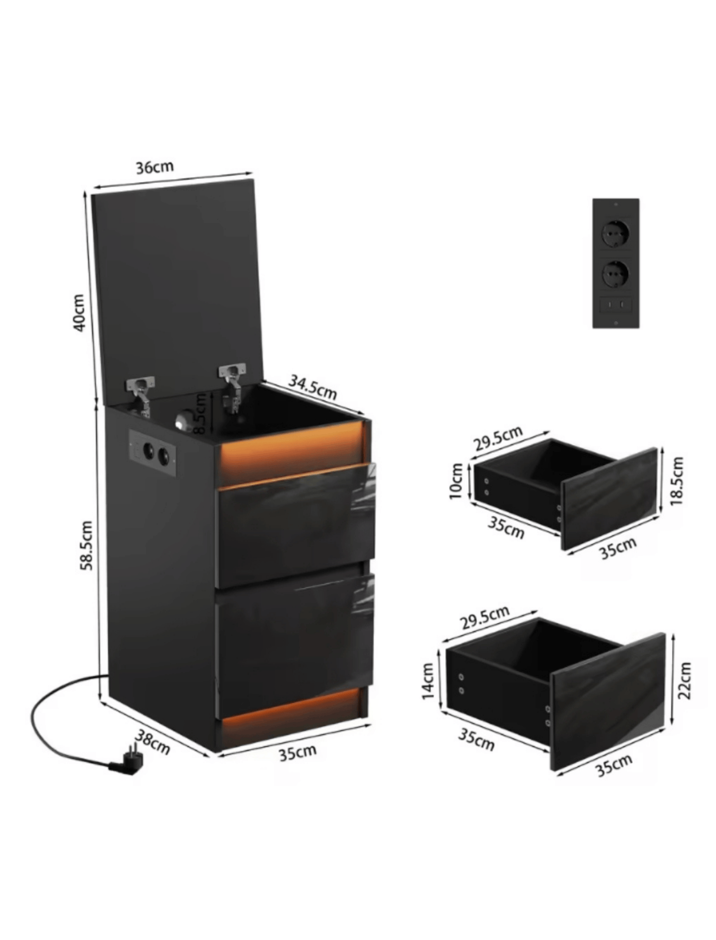 Nuit Forte™ Nachttisch mit Geheimfach und Aufladestation — Sicher. Smart. Aufgeladen.